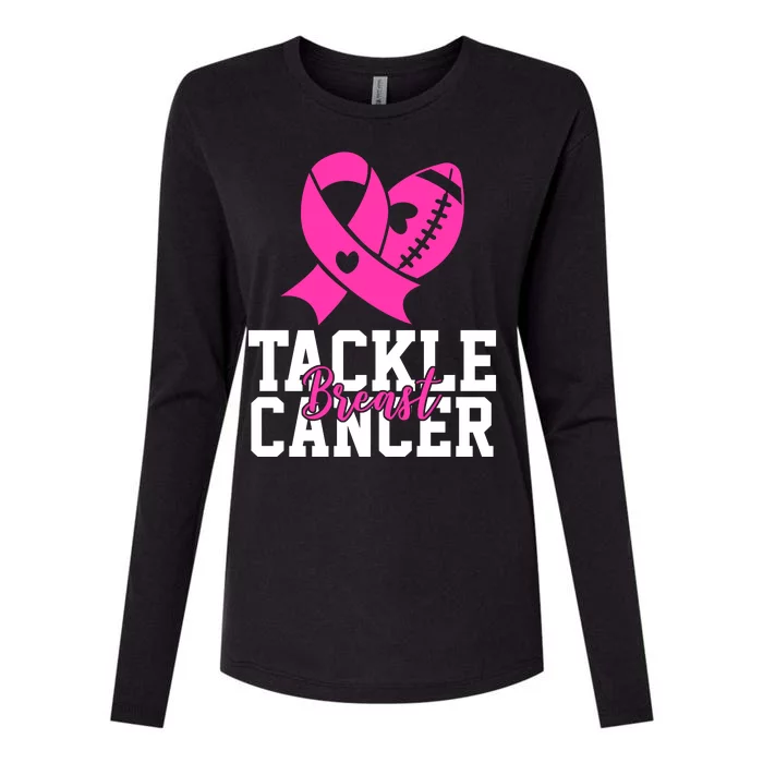 Tackle Breast Cancer Ribbon Football Womens Cotton Relaxed Long Sleeve T-Shirt