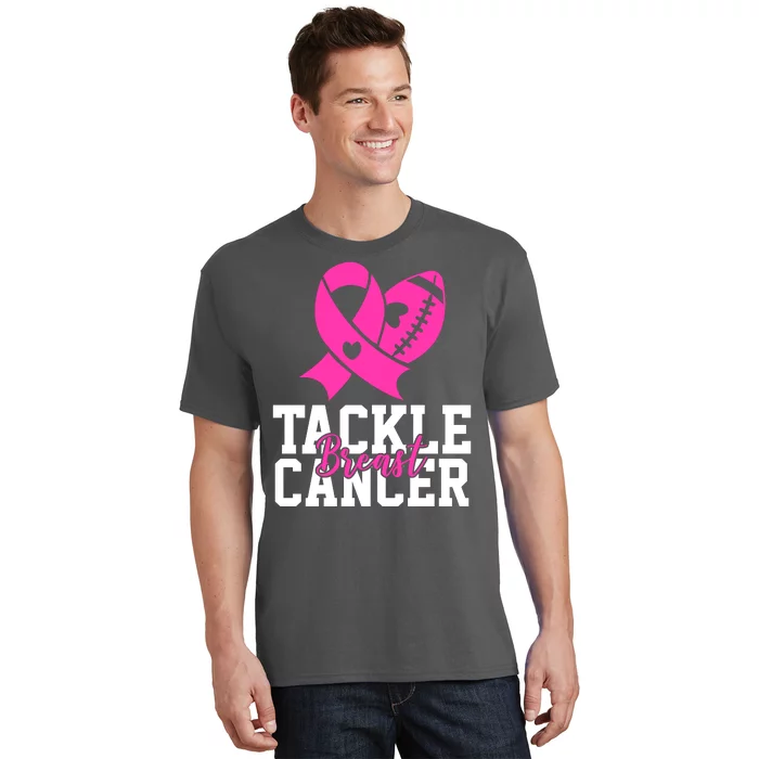 Tackle Breast Cancer Ribbon Football T-Shirt