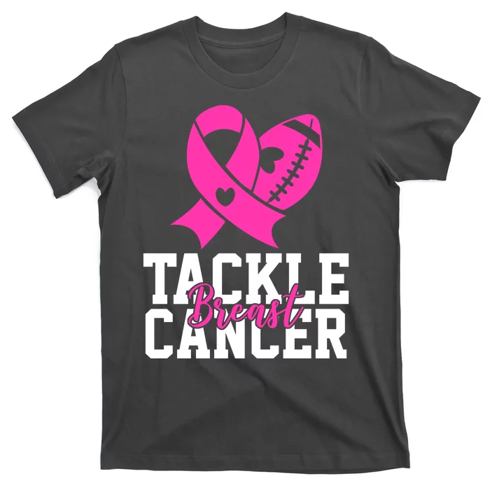 Tackle Breast Cancer Ribbon Football T-Shirt