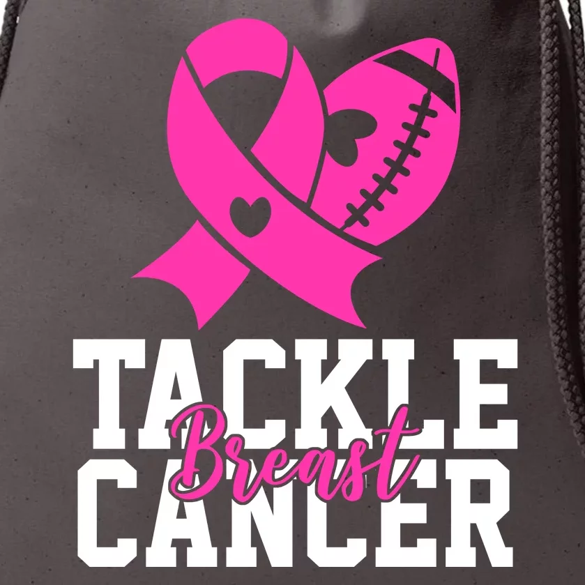 Tackle Breast Cancer Ribbon Football Drawstring Bag