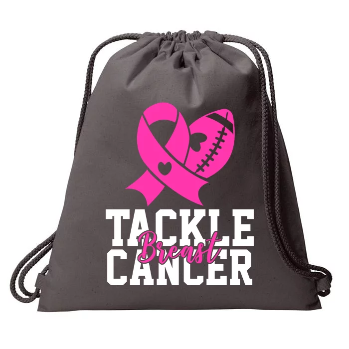 Tackle Breast Cancer Ribbon Football Drawstring Bag