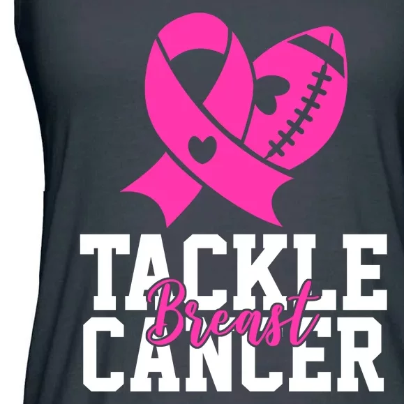 Tackle Breast Cancer Ribbon Football Ladies Essential Flowy Tank