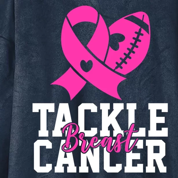 Tackle Breast Cancer Ribbon Football Hooded Wearable Blanket