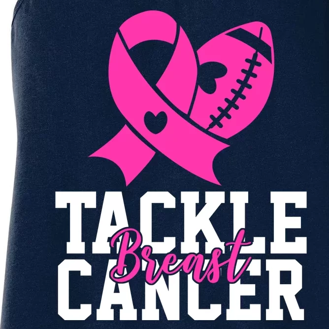 Tackle Breast Cancer Ribbon Football Women's Racerback Tank