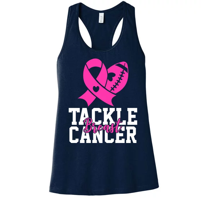 Tackle Breast Cancer Ribbon Football Women's Racerback Tank