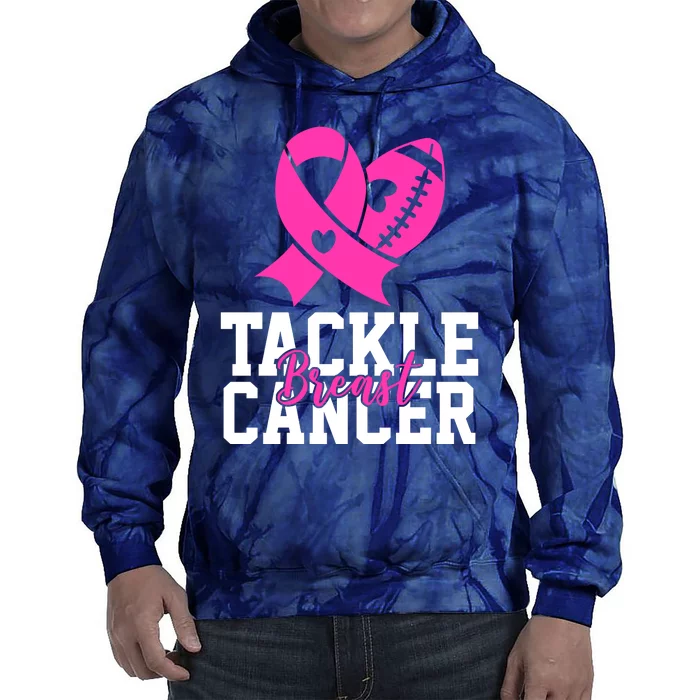 Tackle Breast Cancer Ribbon Football Tie Dye Hoodie