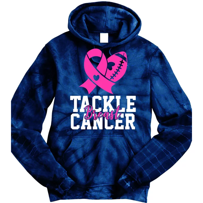 Tackle Breast Cancer Ribbon Football Tie Dye Hoodie