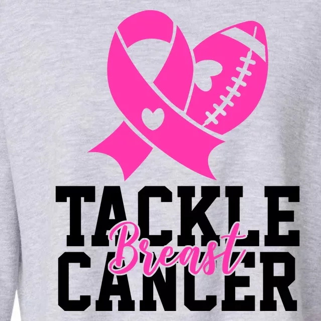 Tackle Breast Cancer Ribbon Football Cropped Pullover Crew