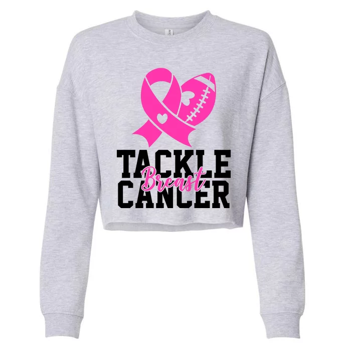 Tackle Breast Cancer Ribbon Football Cropped Pullover Crew