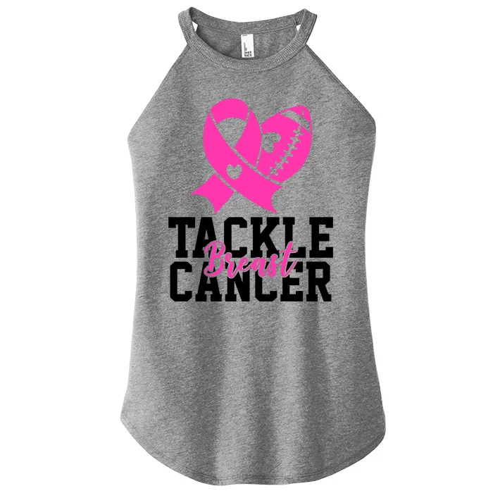 Tackle Breast Cancer Ribbon Football Women’s Perfect Tri Rocker Tank