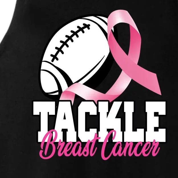 Tackle Breast Cancer Ribbon Football Ladies Tri-Blend Wicking Tank