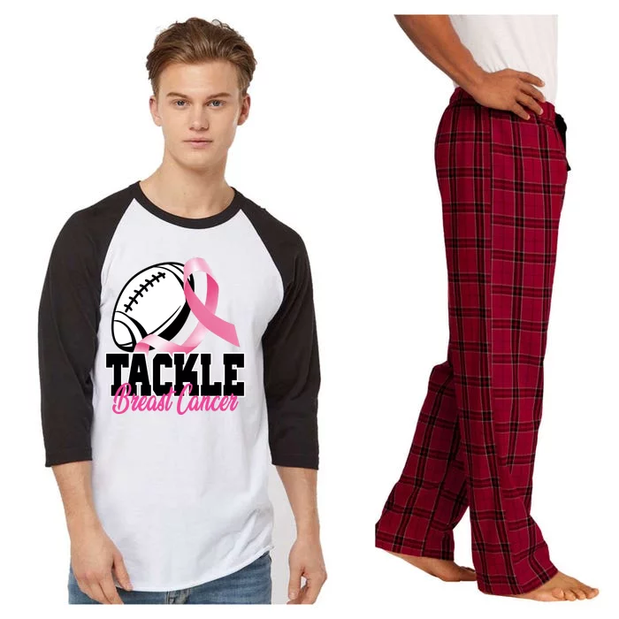 Tackle Breast Cancer Ribbon Football Raglan Sleeve Pajama Set