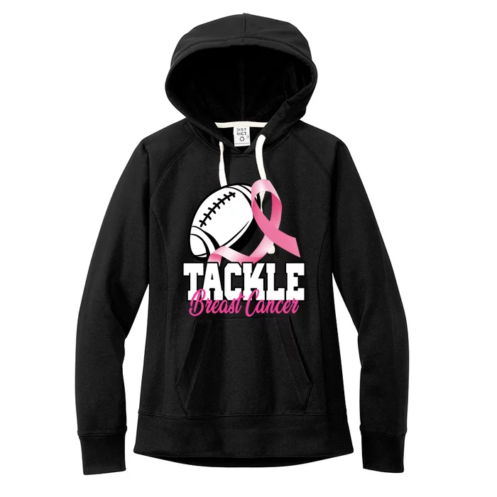 Tackle Breast Cancer Ribbon Football Women's Fleece Hoodie