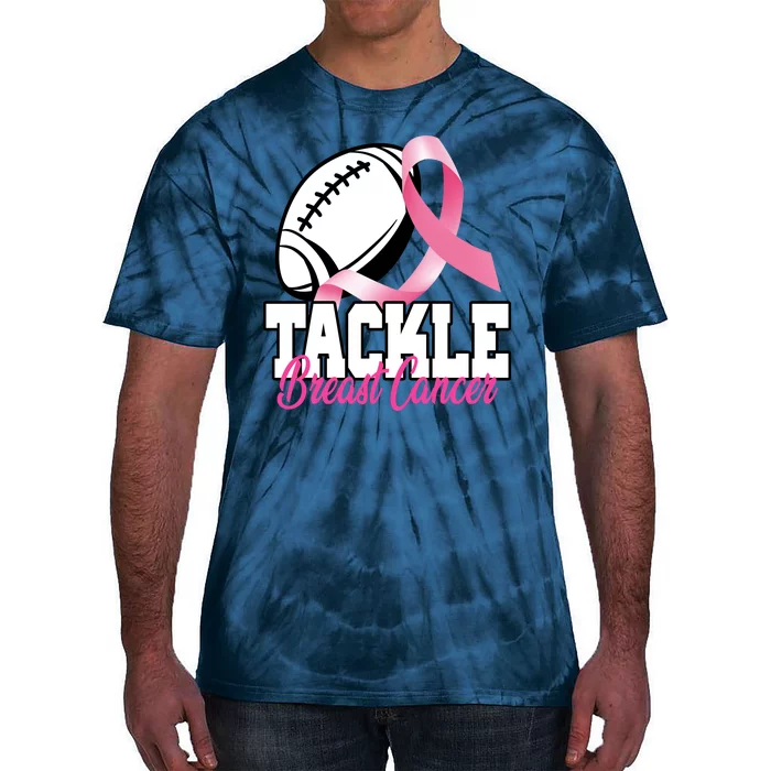 Tackle Breast Cancer Ribbon Football Tie-Dye T-Shirt