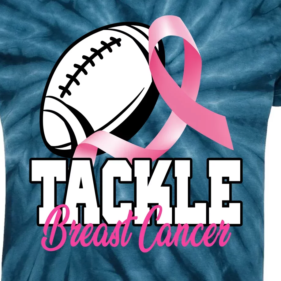 Tackle Breast Cancer Ribbon Football Kids Tie-Dye T-Shirt