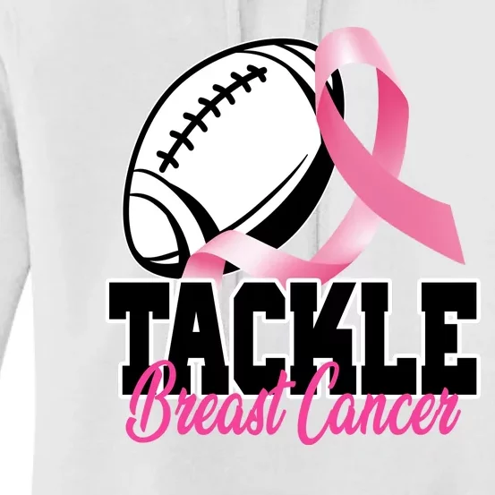 Tackle Breast Cancer Ribbon Football Women's Pullover Hoodie