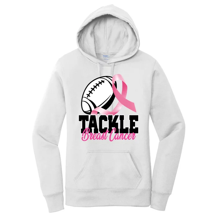 Tackle Breast Cancer Ribbon Football Women's Pullover Hoodie