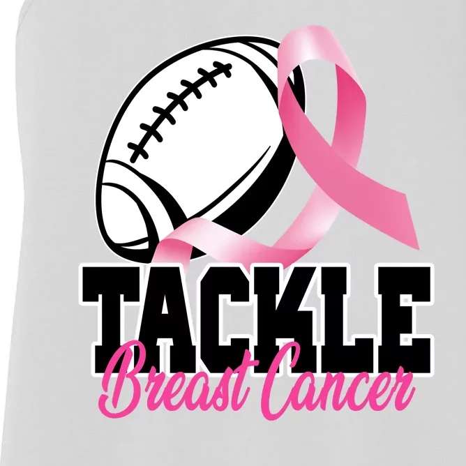 Tackle Breast Cancer Ribbon Football Women's Racerback Tank