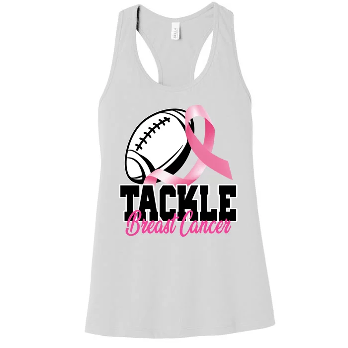 Tackle Breast Cancer Ribbon Football Women's Racerback Tank