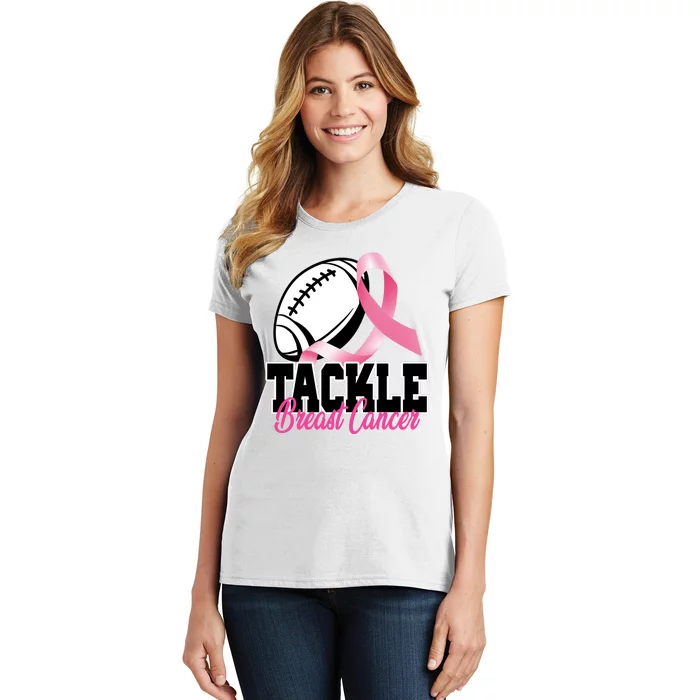 Tackle Breast Cancer Ribbon Football Women's T-Shirt