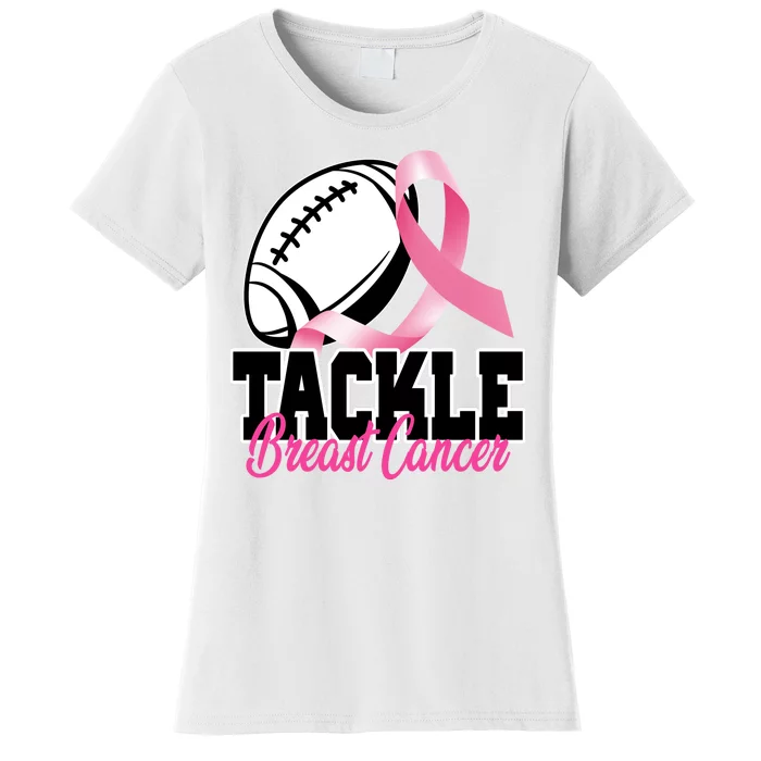 Tackle Breast Cancer Ribbon Football Women's T-Shirt