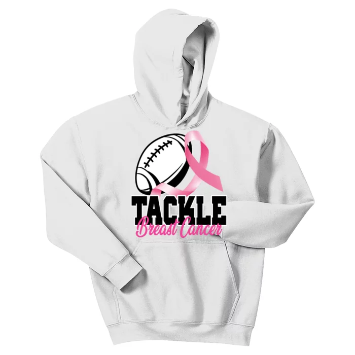 Tackle Breast Cancer Ribbon Football Kids Hoodie