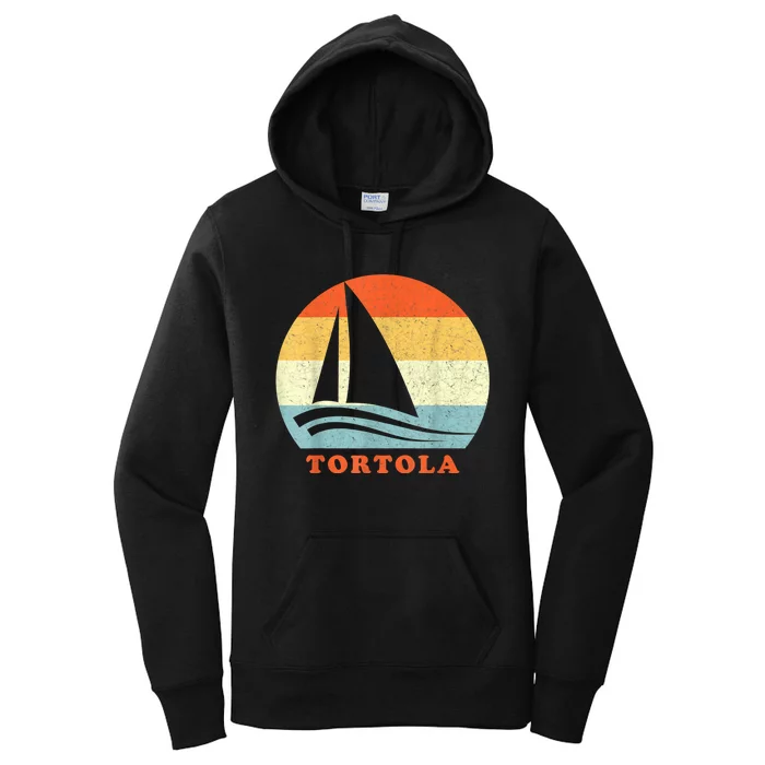 Tortola Bvi Caribbean Sailboat Vintage Retro Vacation Women's Pullover Hoodie