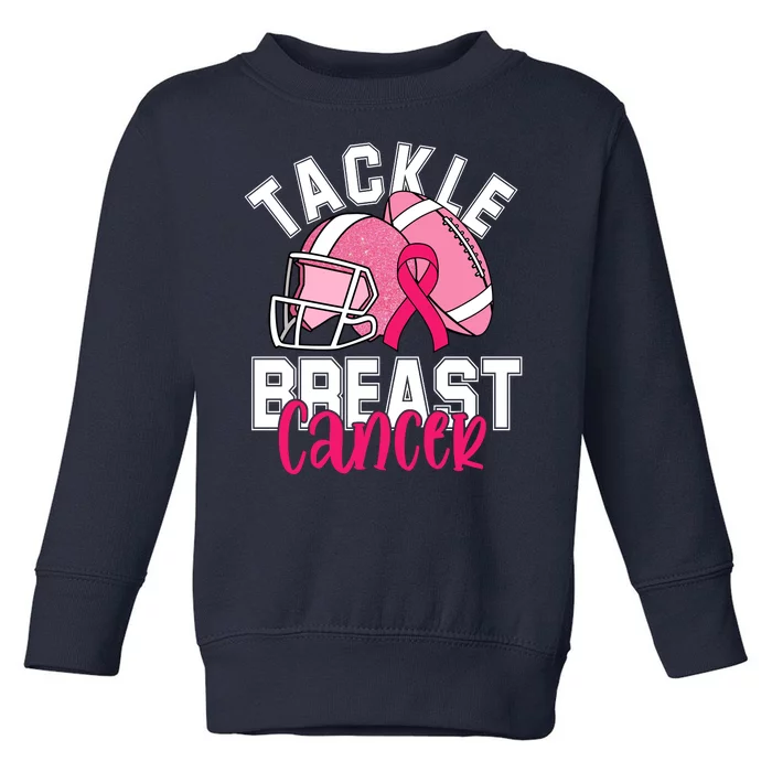 Tackle Breast Cancer Football Ribbon Awareness Toddler Sweatshirt