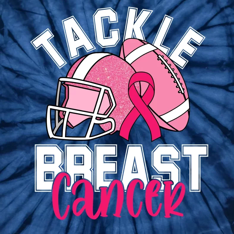 Tackle Breast Cancer Football Ribbon Awareness Tie-Dye T-Shirt