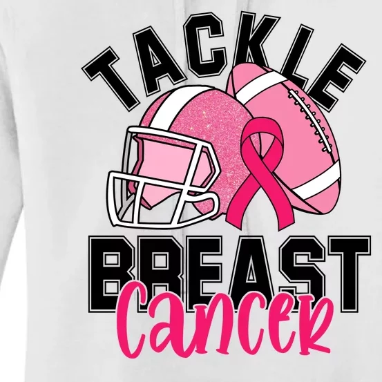 Tackle Breast Cancer Football Ribbon Awareness Women's Pullover Hoodie