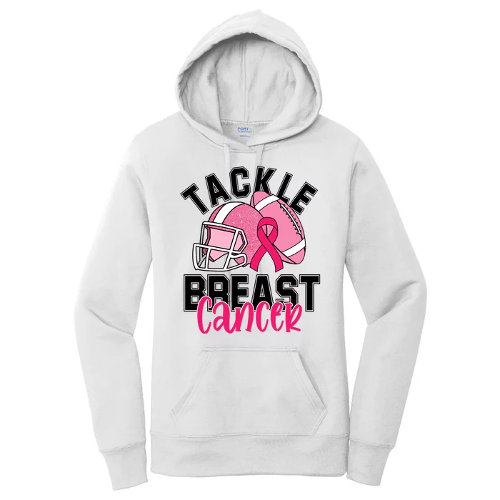 Tackle Breast Cancer Football Ribbon Awareness Women's Pullover Hoodie