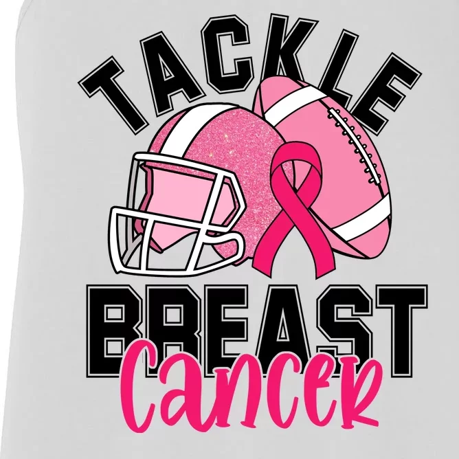 Tackle Breast Cancer Football Ribbon Awareness Women's Racerback Tank