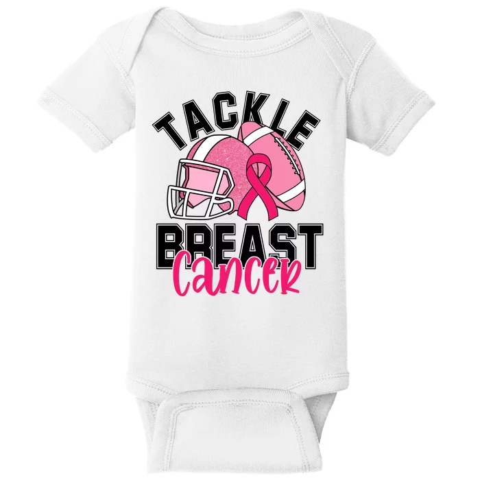 Tackle Breast Cancer Football Ribbon Awareness Baby Bodysuit