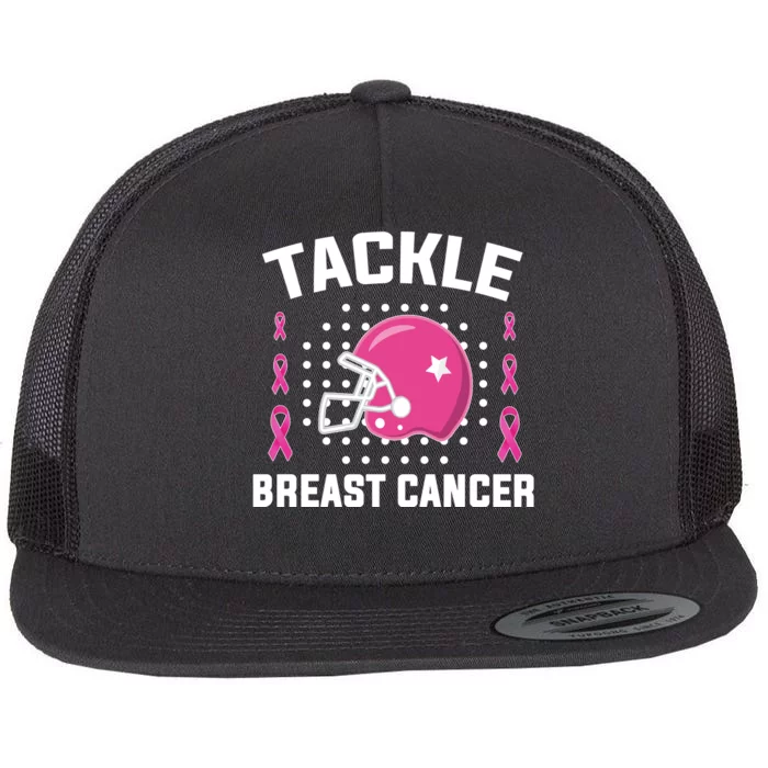 Tackle Breast Cancer Football Helmet Flat Bill Trucker Hat