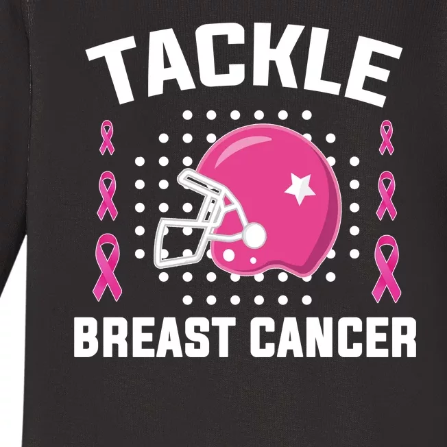 Tackle Breast Cancer Football Helmet Baby Long Sleeve Bodysuit