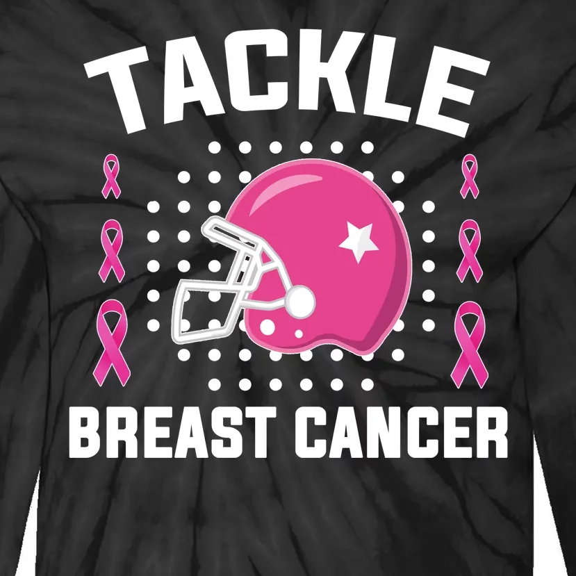 Tackle Breast Cancer Football Helmet Tie-Dye Long Sleeve Shirt