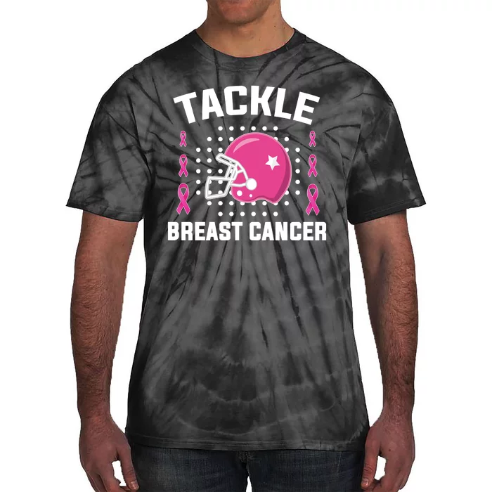 Tackle Breast Cancer Football Helmet Tie-Dye T-Shirt