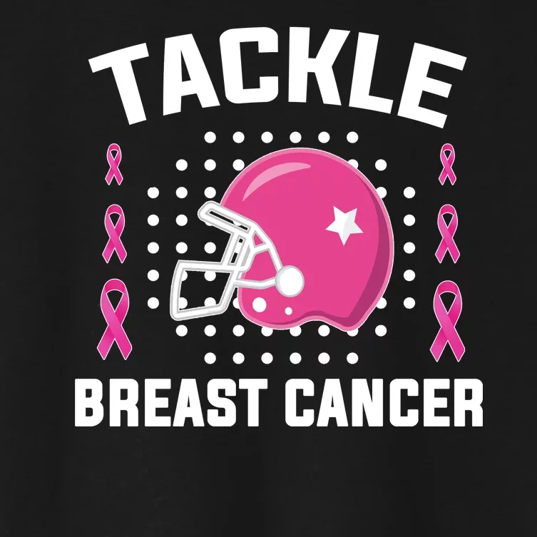 Tackle Breast Cancer Football Helmet Women's Crop Top Tee