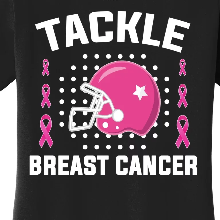 Tackle Breast Cancer Football Helmet Women's T-Shirt