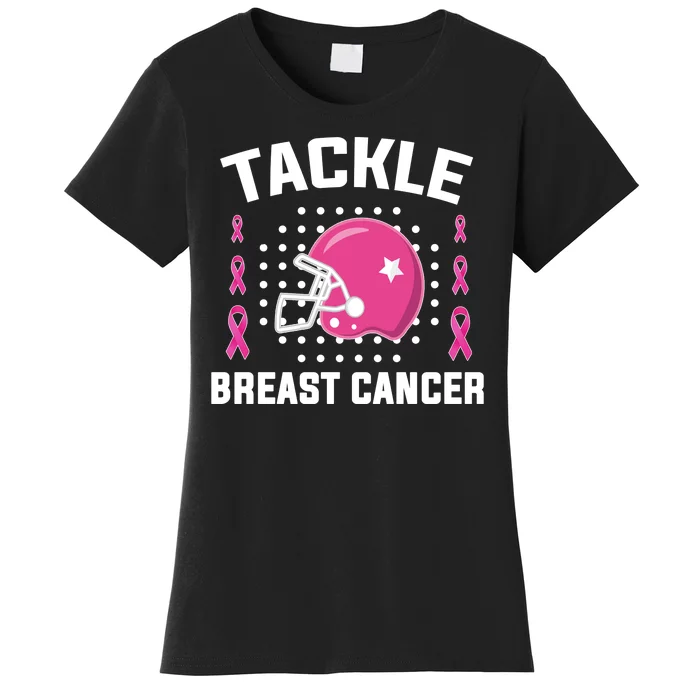 Tackle Breast Cancer Football Helmet Women's T-Shirt