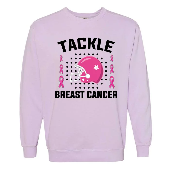 Tackle Breast Cancer Football Helmet Garment-Dyed Sweatshirt