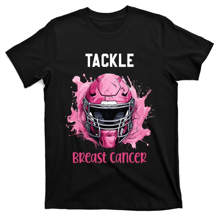 Tackle Breast Cancer Awareness Pink Ribbon Football Boy Kids T-Shirt