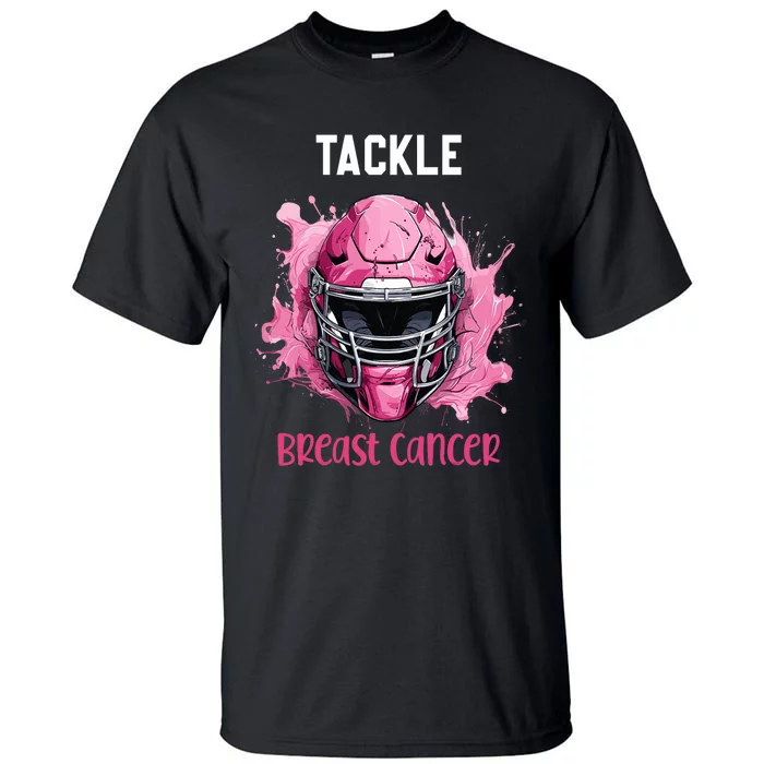 Tackle Breast Cancer Awareness Pink Ribbon Football Boy Kids Tall T-Shirt