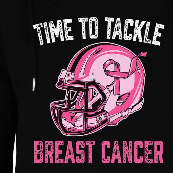 Tackle Breast Cancer Football Helmet Pink Ribbon Awareness Womens Funnel Neck Pullover Hood