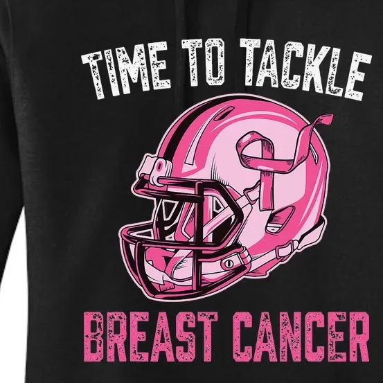 Tackle Breast Cancer Football Helmet Pink Ribbon Awareness Women's Pullover Hoodie