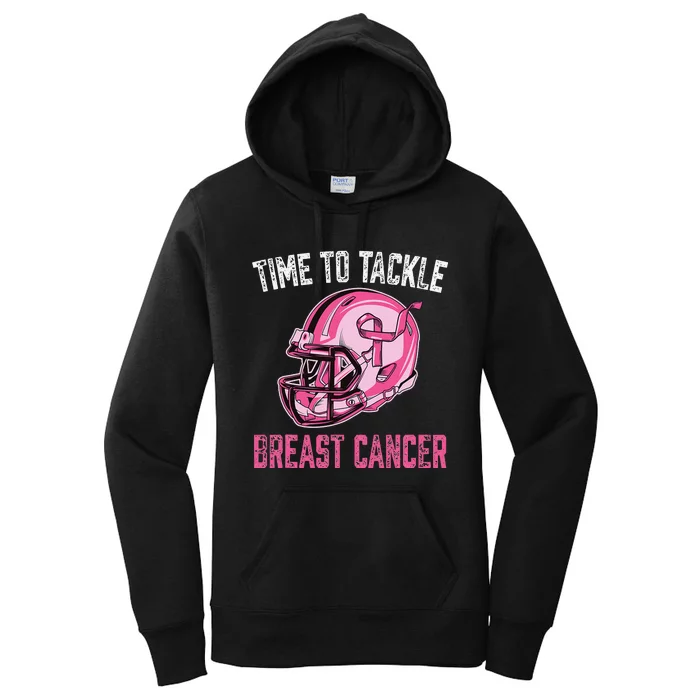 Tackle Breast Cancer Football Helmet Pink Ribbon Awareness Women's Pullover Hoodie