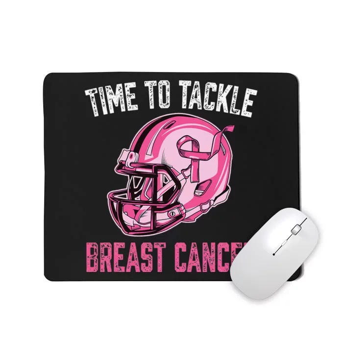 Tackle Breast Cancer Football Helmet Pink Ribbon Awareness Mousepad