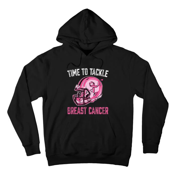 Tackle Breast Cancer Football Helmet Pink Ribbon Awareness Tall Hoodie