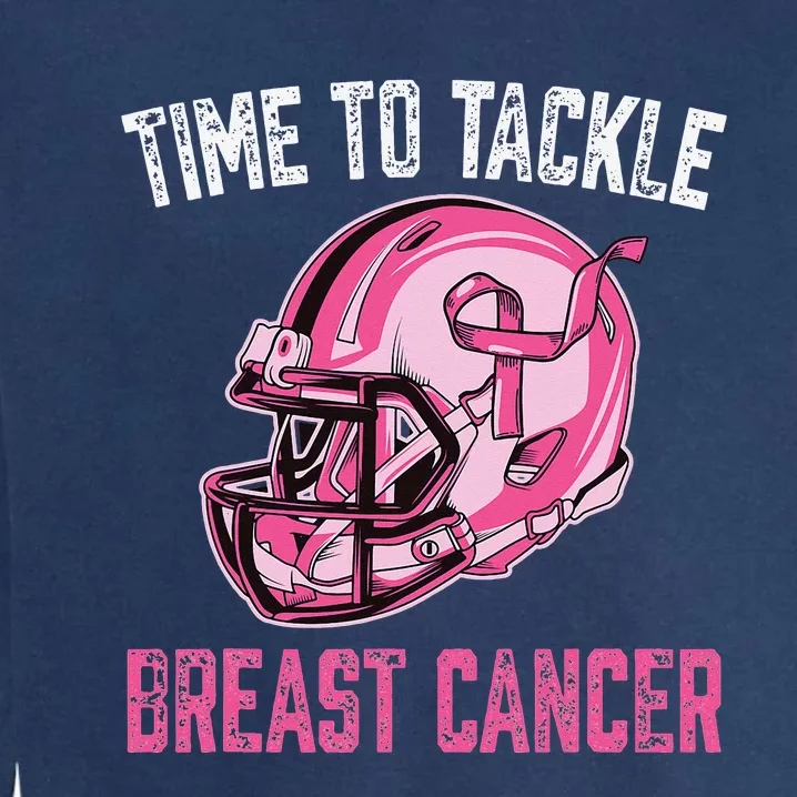 Tackle Breast Cancer Football Helmet Pink Ribbon Awareness Garment-Dyed Sweatshirt