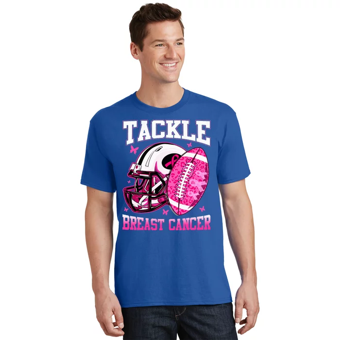 Tackle Breast Cancer Awareness Pink Ribbon Football T-Shirt